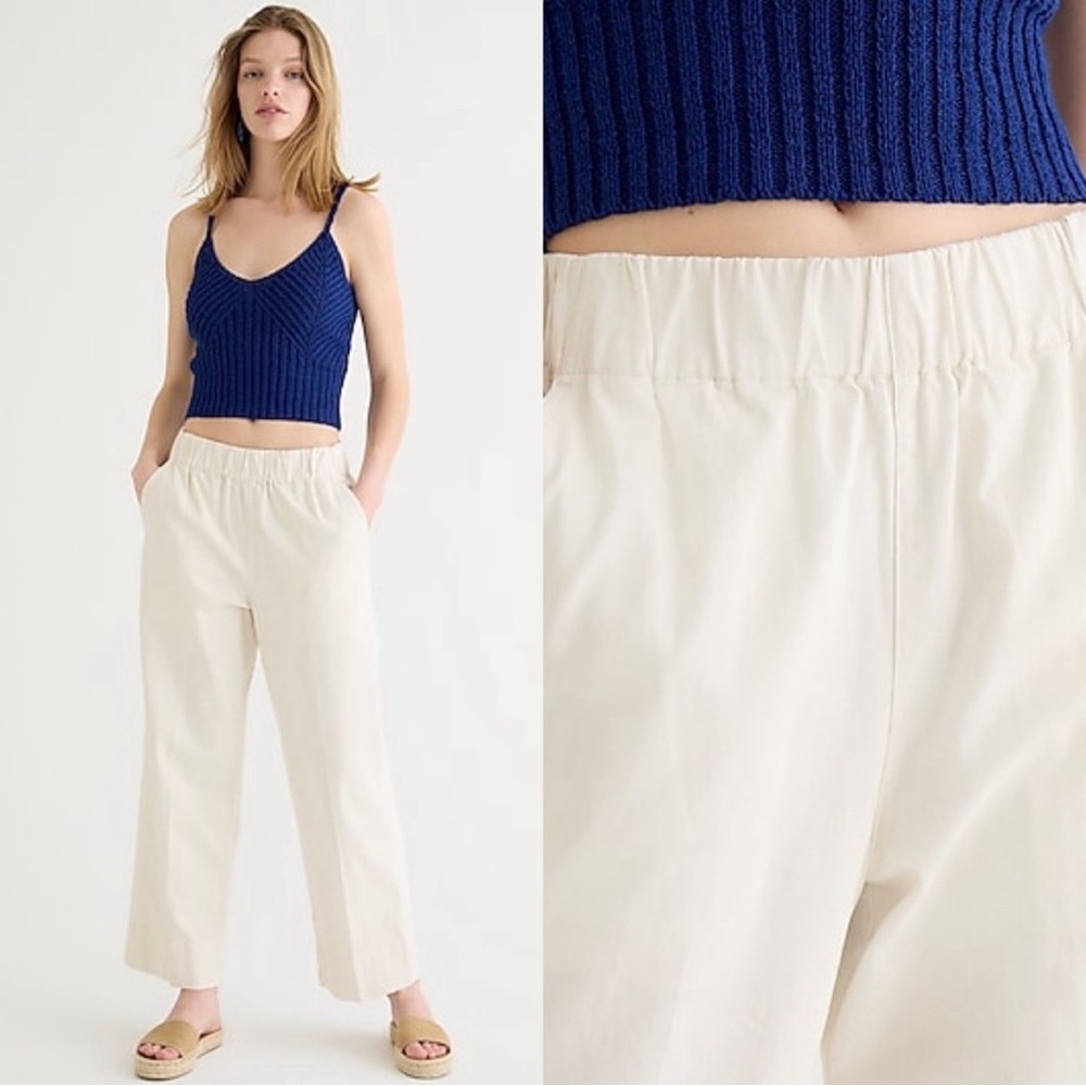 J Crew Astrid Wide Leg Chino Pant Medium Petite MP Natural